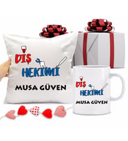 Diş Hekimi Bardağı ve Yastığı Hediye Seti (Model 1)