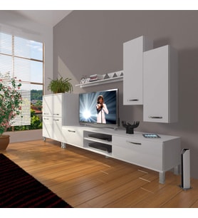 Decoraktiv Eko 6 Mdf Dvd Krom Ayaklı Tv Ünitesi Tv Sehpası (Beyaz)