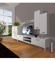 Decoraktiv Eko 6 Mdf Dvd Krom Ayaklı Tv Ünitesi Tv Sehpası (Beyaz)