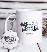 BK Gift Kişiye Özel Evin Yakışıklısı Beyaz Kupa ve Anahtarlık Hediye Seti-1 (Model 1)