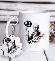 BK Gift Kişiye Özel Mesleki Psikiyatrist Beyaz Kupa ve Anahtarlık Hediye Seti-5 (Model 1)