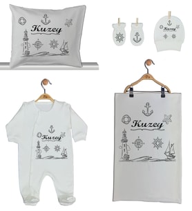 Pia Baby GL 1928-02 İsme Özel Beşli Tulum Set