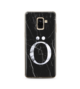 Samsung A8 Plus Siyah Mermer Harf Tasarımlı Telefon Kılıfı Ö-Harfi 