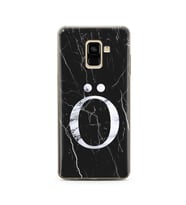Samsung A8 Plus Siyah Mermer Harf Tasarımlı Telefon Kılıfı Ö-Harfi 