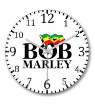 Bandeira Bob Marley Duvar Saati Bombeli Gercek Cam