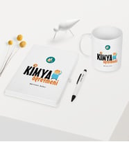 BK Gift Kişiye Özel Kimya Öğretmeni Temalı Beyaz Defter Kalem Kupa Seti - 1