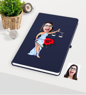 BK Gift Kişiye Özel Bayan Avukat Karikatürlü Lacivert Defter - 1