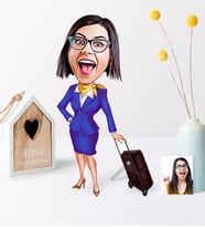 BK Gift Kişiye Özel Hostes Karikatür Ahşap Biblo  2