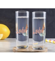 BK Gift Kişiye Özel Renkli Baskılı London Tasarımlı İkili Vodka Bardağı-2 (Beyaz)