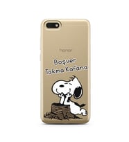 Snoopy Tasarımlı Süper Şeffaf Silikon Telefon Kılıfı Huawei Honor 7s - y5 2018 