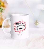 BK Gift Kişiye Özel Yılbaşı Mutlu Yıllar Kupa ve Kar Tanesi Kolye-3 (Model 1)