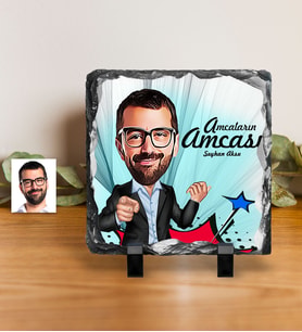 BK Gift Kişiye Özel Amcaların Amcası Karikatürlü Dekoratif Doğal Taş  1