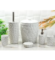 6 Parça Çöp Kovalı Seramik Banyo Seti