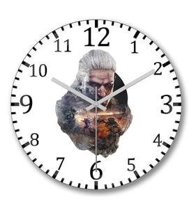 The Witcher Geralt of Rivia Duvar Saati Bombeli Gercek Cam