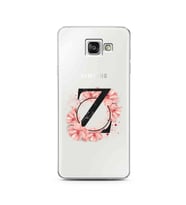 Pembe Çiçekli Harf Tasarım Süper Şeffaf Silikon Telefon Kılıfı Samsung A3 (2016)