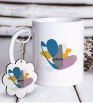 BK Gift Pollock Tasarımlı Beyaz Kupa ve Anahtarlık Hediye Seti (Model 1)