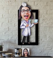 BK Gift Kişiye Özel Bayan Diş Hekimi Karikatürlü 3D Ahşap Tablo-1