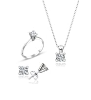 Swarovski Taşlı " TEK TAŞ KLASİK " Model Tasarım Gümüş Set