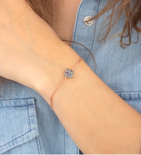 925 Ayar Gümüş Mistik Topaz Taşlı Yonca Bileklik (Rose)