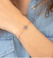 925 Ayar Gümüş Mistik Topaz Taşlı Yonca Bileklik (Rose)