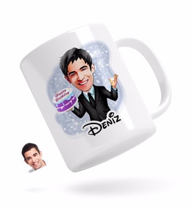 BK Gift Kişiye Özel Erkek Doğum Günü Karikatürlü Beyaz Kupa Bardak-2