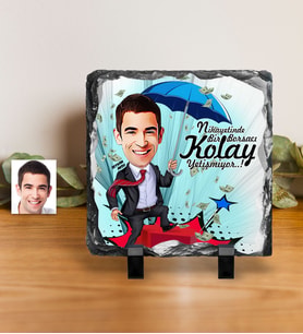 BK Gift Kişiye Özel Bay Borsacı Karikatürlü Dekoratif Doğal Taş  1