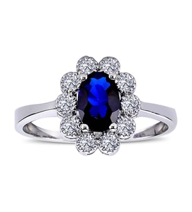 Lova Pırlantalı Oval Safir Anturaj Yüzük - 1070079