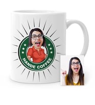 BK Gift Kişiye Özel Kahve Logolu Karikatür Beyaz Kupa Bardak  6b