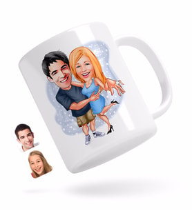 BK Gift Kişiye Özel Sevgililer Karikatürlü Beyaz Kupa Bardak-14