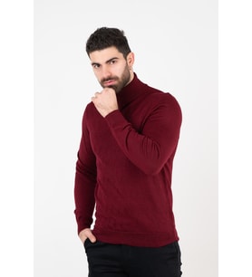 SAN&FA BOĞAZLI SLİMFİT ERKEK TRİKO KAZAK (Bordo)