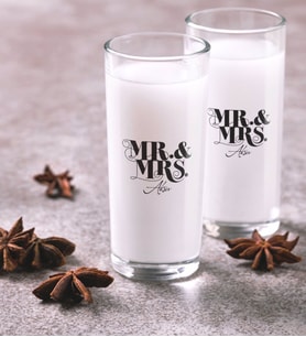 BK Gift Kişiye Özel Renkli Baskılı Bay ve Bayan İkili Rakı Bardağı Seti-1 (Beyaz)