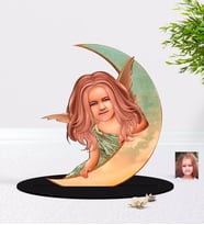 BK Gift Kişiye Özel Kız Çocuk Melek Karikatürlü 3D Ahşap Biblo-1 (Beyaz)