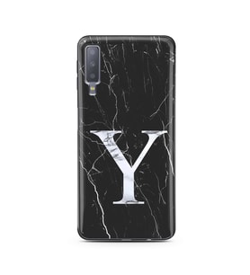 Samsung A7 (2018) Siyah Mermer Harf Tasarımlı Telefon Kılıfı Y-Harfi 