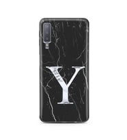 Samsung A7 (2018) Siyah Mermer Harf Tasarımlı Telefon Kılıfı Y-Harfi 