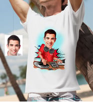 BK Gift Kişiye Özel Bay Dj Karikatür Beyaz Tişört  1