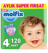 Molfix Bebek Bezi Beden:4 (7-14Kg) Maxi 120 Adet Ekonomik Fırsat Pk