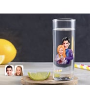 BK Gift Kişiye Özel Renkli Baskılı Sevgililer Karikatürlü Vodka Bardağı-89 (Beyaz)