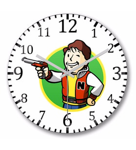 Fallout  Fan Boy  Duvar Saati Bombeli Gercek Cam