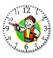Fallout  Fan Boy  Duvar Saati Bombeli Gercek Cam