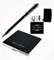 Kişiye Özel Sigara Tabakası Kalem ve Çakmak Set