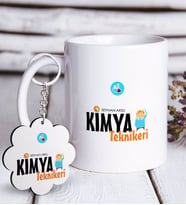 BK Gift Kişiye Özel Mesleki Kimya Teknikeri Beyaz Kupa ve Anahtarlık Hediye Seti-2 (Model 1)