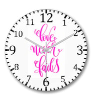 Love Never Fails Duvar Saati Bombeli Gercek Cam