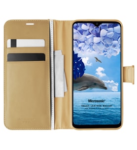 Microsonic Reeder P13 Blue Max Kılıf Delux Leather Wallet Gold