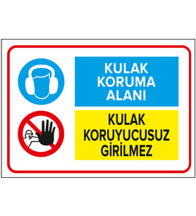MIGNATIS - Kulak Koruma Alanı Kulak Koruyucusuz Girilmez Levhası - Sac Malzeme 35x50cm