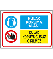 MIGNATIS - Kulak Koruma Alanı Kulak Koruyucusuz Girilmez Levhası - Sac Malzeme 35x50cm
