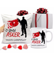 Asker Kupa Bardağı ve Yastığı Hediye Seti (Model 1)