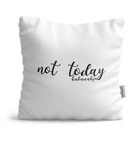 BK Gift Kişiye Özel Not Today Tasarımlı Beyaz  Yastık  1