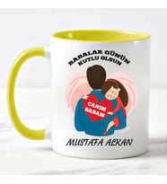 Babaya Özel İsimli Kupa Bardak Sarı