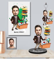 Kişiye Özel Öğretmen Karikatürlü 3 lü Hediye Seti Bay-2