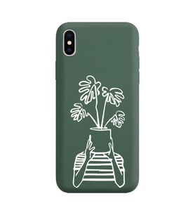 Iphone Xs Max Çizgi Tasarımlı Koyu Yeşil Lansman Telefon Kılıfı